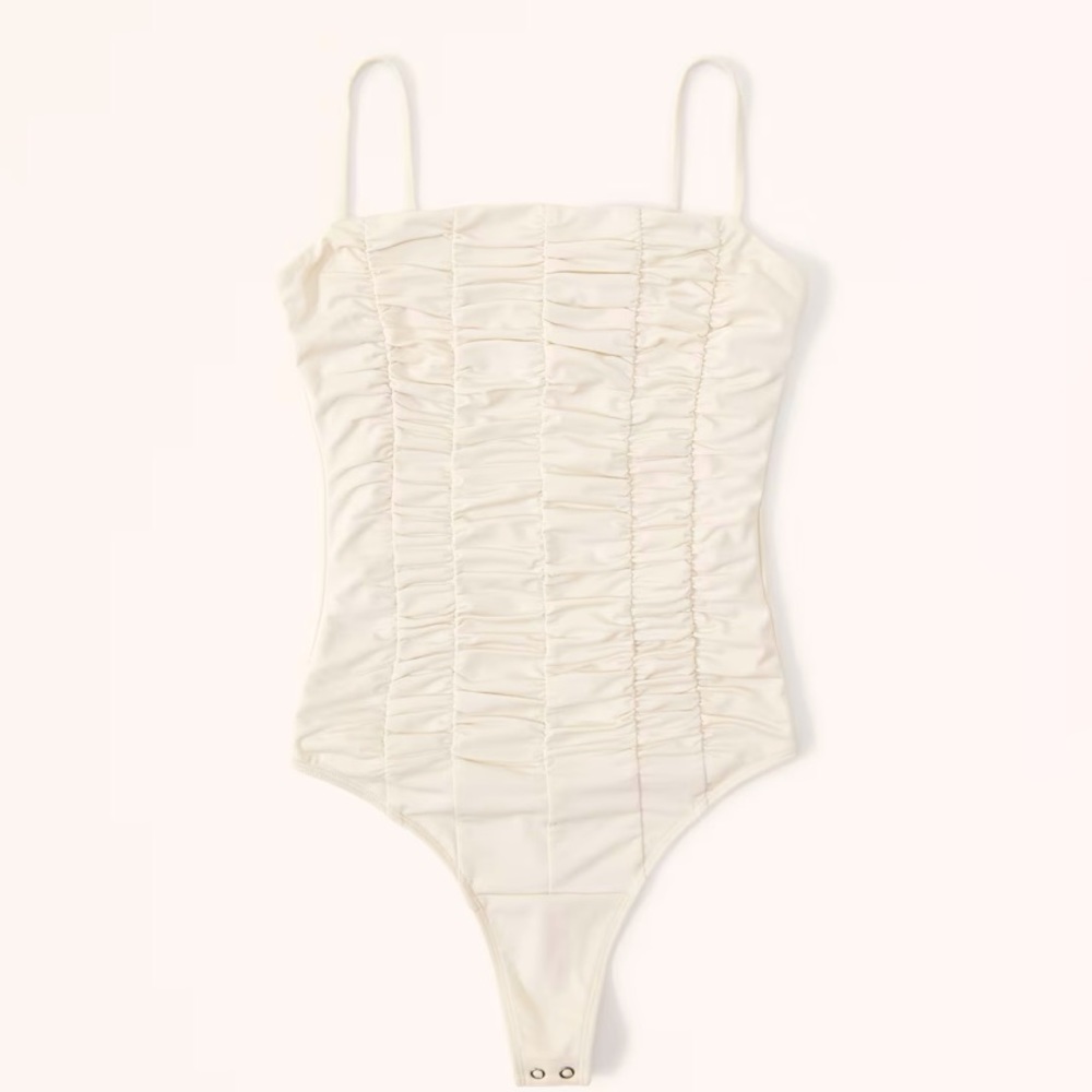 Abercrombie Beige Slinky Cami Ruched Bodysuit Size XS